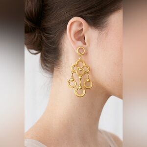 Vintage Statement Gold Tone Dangle Earrings – Marked 5046 💛💛